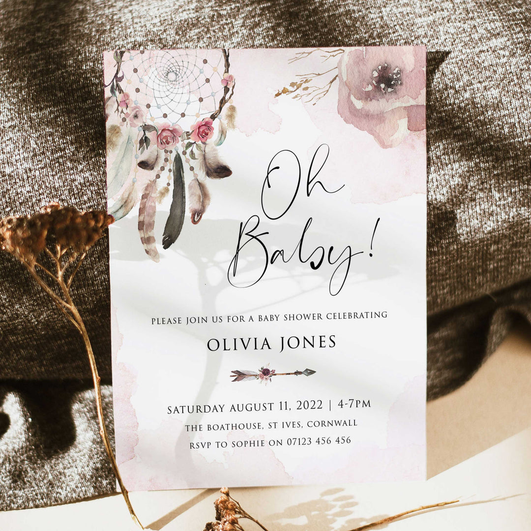 editable boho baby shower invitations, boho baby shower invites, printable baby shower invitations, boho baby shower