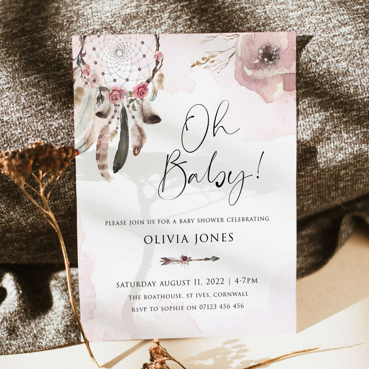 editable boho baby shower invitations, boho baby shower invites, printable baby shower invitations, boho baby shower