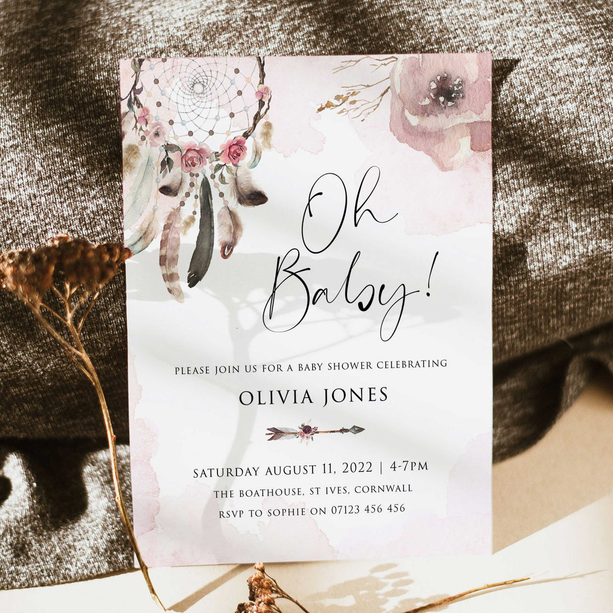 editable boho baby shower invitations, boho baby shower invites, printable baby shower invitations, boho baby shower