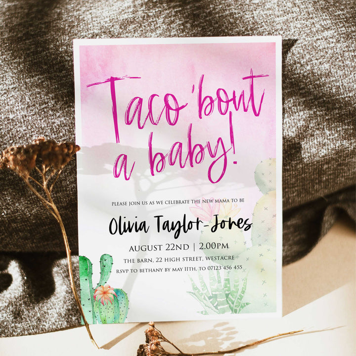 taco baby invitations, cactus fiesta baby shower invitations, editable baby shower invitations, printable baby shower invites, fiesta baby shower, cactus baby shower