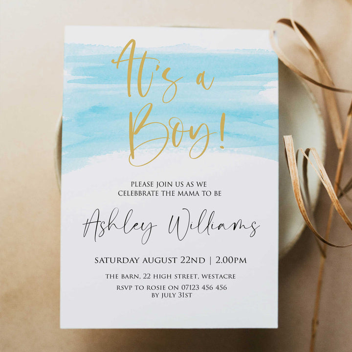 blue swash baby shower invitations, editable baby shower invitations, printable baby shower invitations, its a bot baby shower invitations