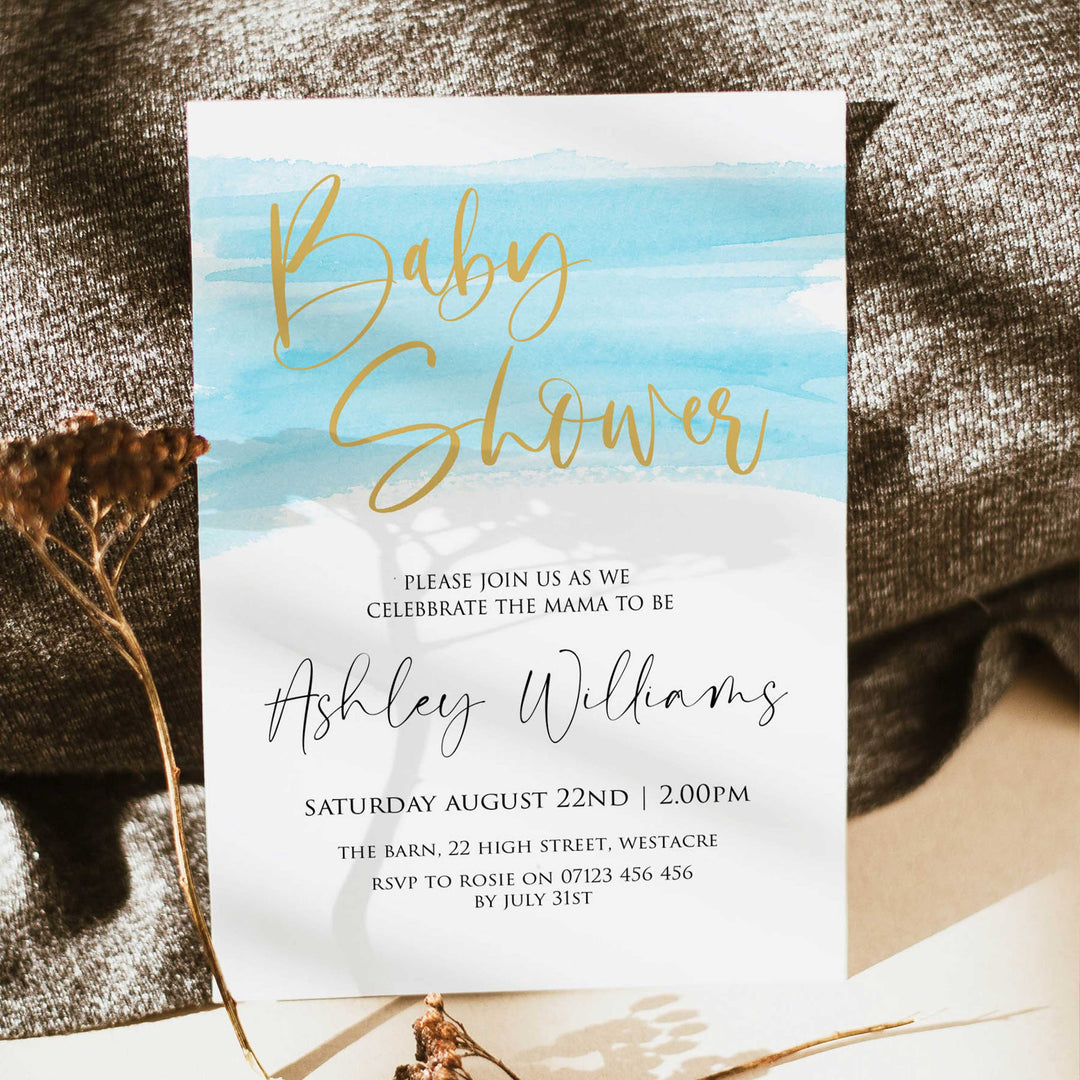 blue swash baby shower invitations, editable baby shower invitations, printable baby shower invitations, its a bot baby shower invitations