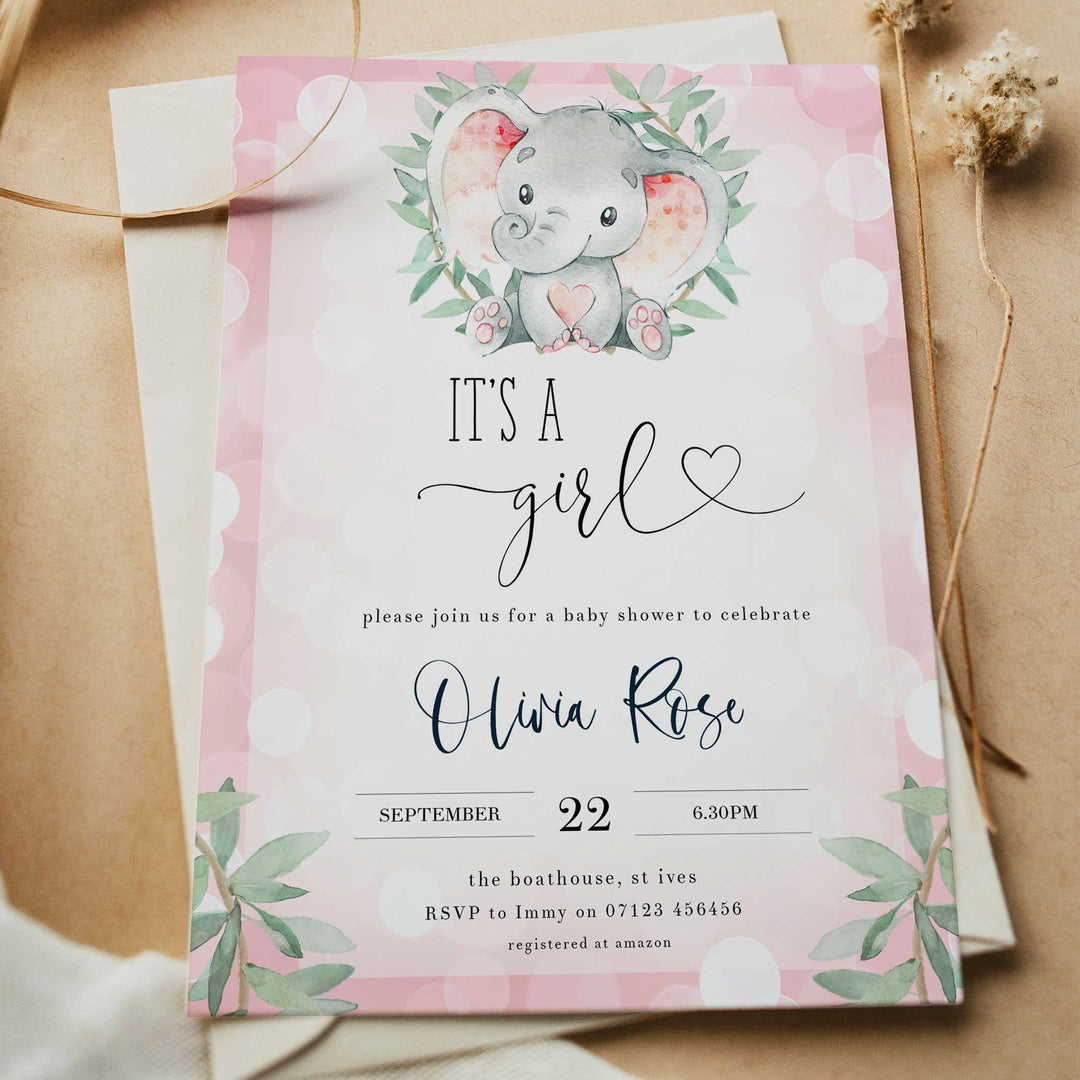 pink elephant baby shower invitations, printable baby shower invitations, editable baby shower invitations, pink elephant baby shower invitations, mobile baby shower invites