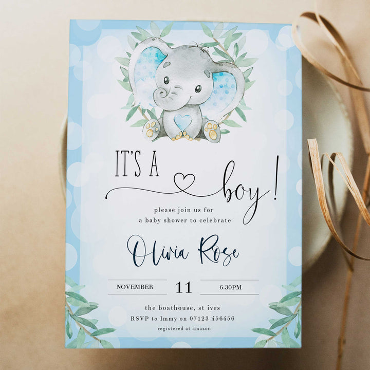 editable baby shower invitations, little peanut baby shower invitation, blue elephant baby shower, printable baby shower invitation, elephant baby shower theme 