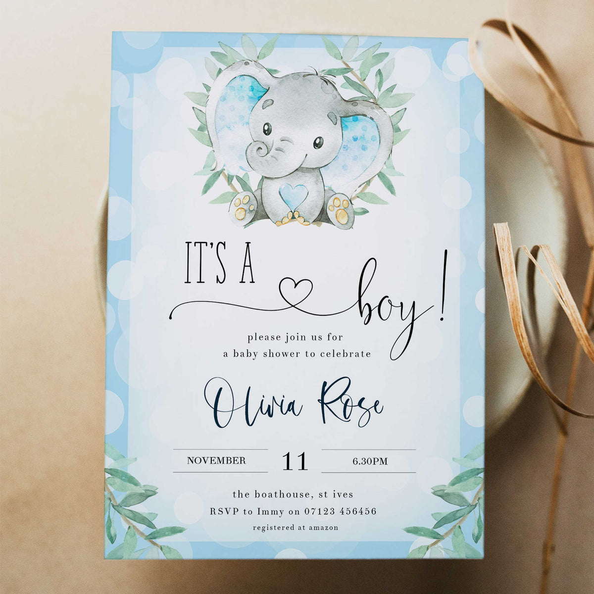 Printable Elephant Baby Shower Invitations