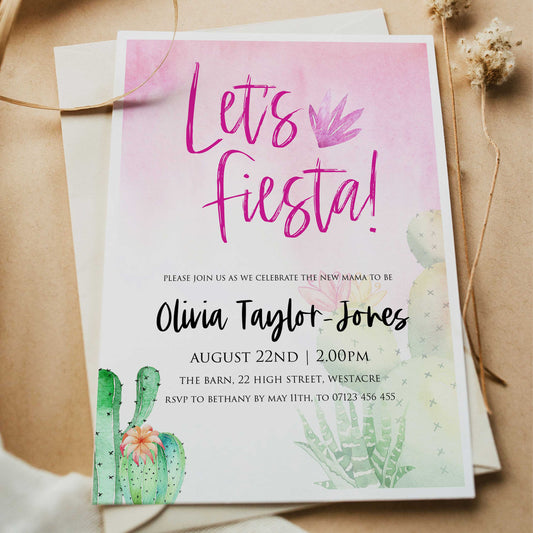 cactus fiesta baby shower invitations, editable baby shower invitations, printable baby shower invites, fiesta baby shower, cactus baby shower