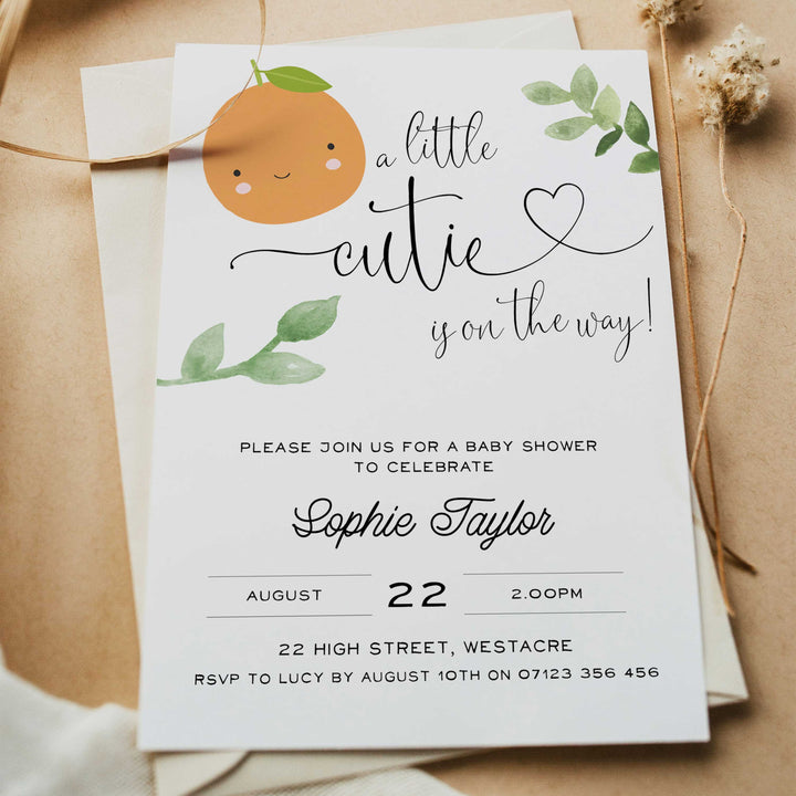 editable baby shower invitations, printable little cutie baby shower invitations, editable baby invites, little cutie baby shower theme, baby invitations