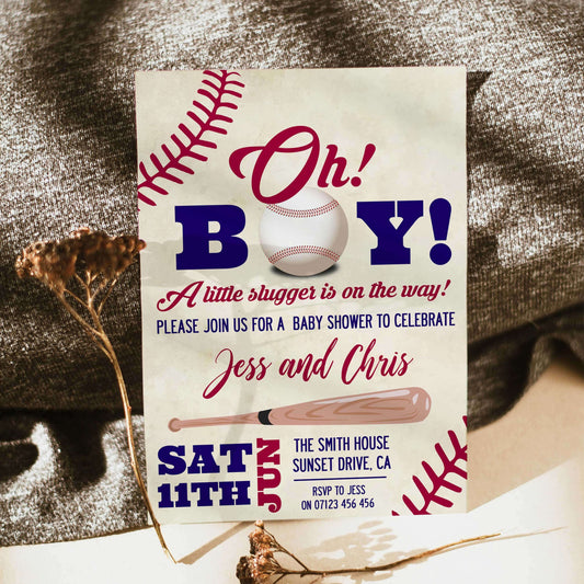 oh baby baby shower invite, editable baseball baby shower invitations, printable baby shower invitations, little slugger baby shower invitations, baseball baby shower theme