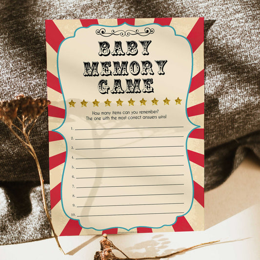 Circus baby baby memory baby shower games, circus baby games, carnival baby games, printable baby games, fun baby games, popular baby games, carnival baby shower, carnival theme