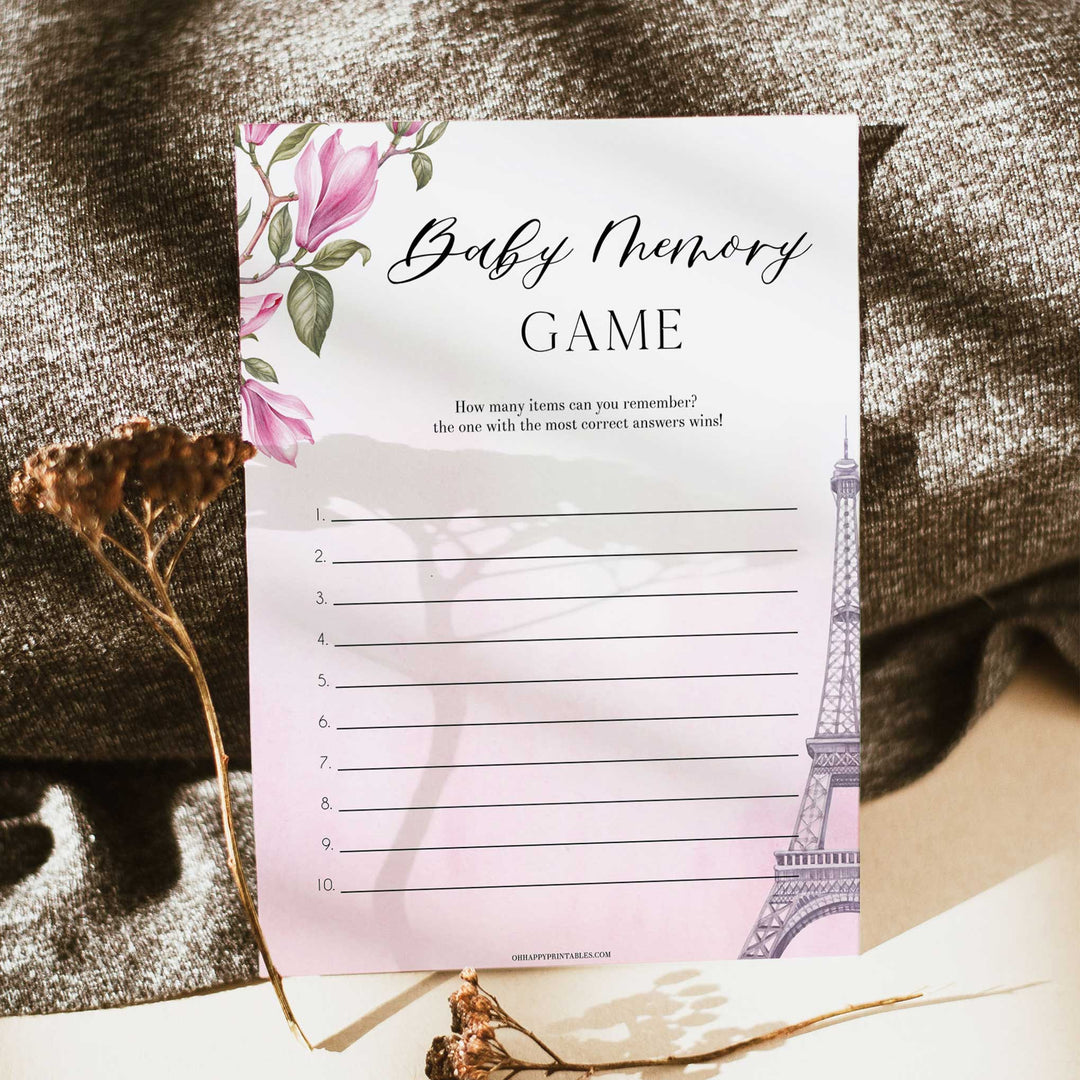 baby memory game, Parisian baby shower games, printable baby shower games, Paris baby shower games, fun baby shower games