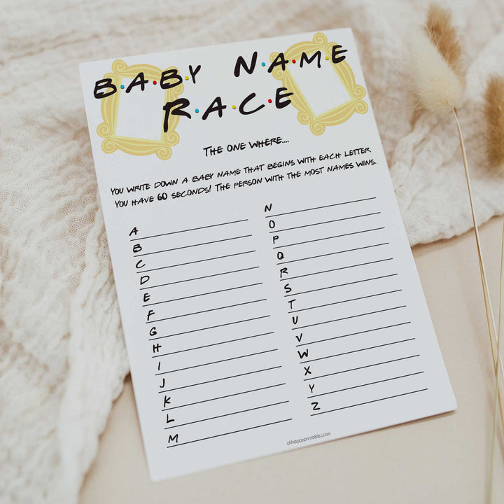 baby name race, Printable baby shower games, friends fun baby games, baby shower games, fun baby shower ideas, top baby shower ideas, friends baby shower, friends baby shower ideas