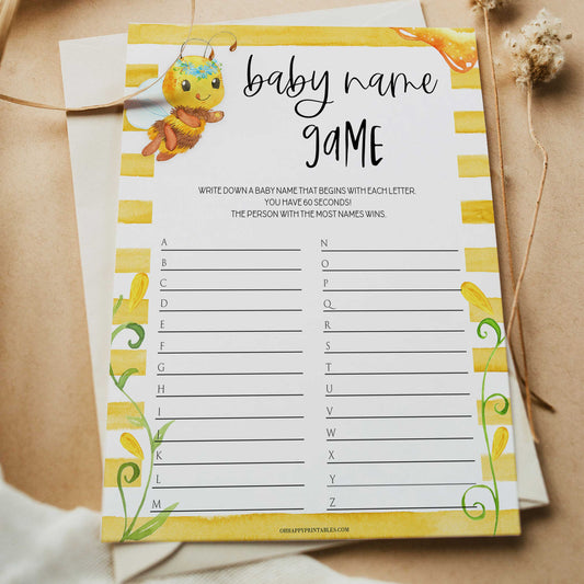 baby name race game, Printable baby shower games, mommy bee fun baby games, baby shower games, fun baby shower ideas, top baby shower ideas, mommy to bee baby shower, friends baby shower ideas