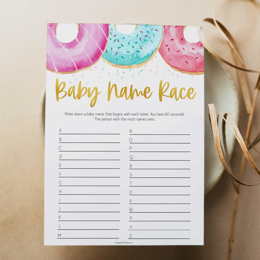 baby name race game, Printable baby shower games, donut baby games, baby shower games, fun baby shower ideas, top baby shower ideas, donut sprinkles baby shower, baby shower games, fun donut baby shower ideas