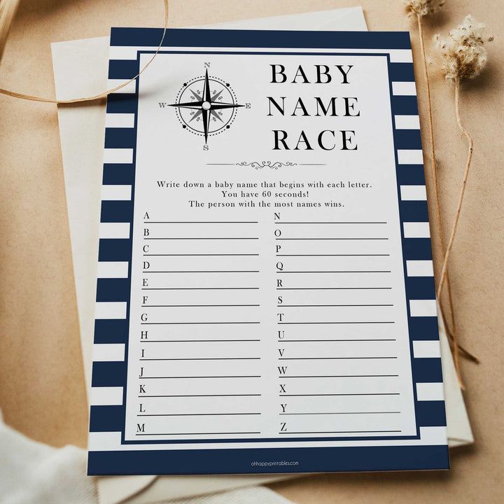 Nautical baby shower games, baby name race baby shower games, printable baby shower games, baby shower games, fun baby games, popular baby shower games, sailor baby games, boat baby games