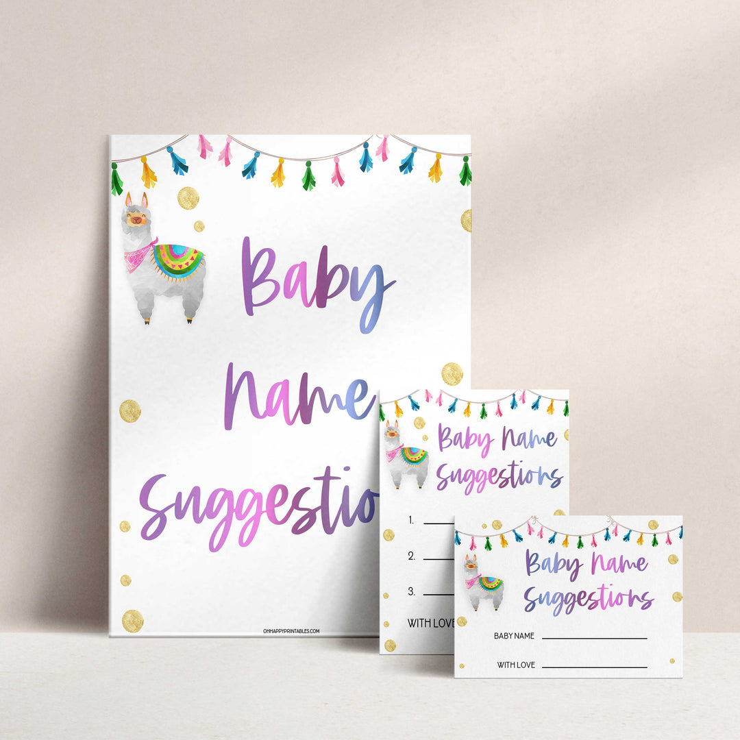 baby name suggestions game, Printable baby shower games, llama fiesta fun baby games, baby shower games, fun baby shower ideas, top baby shower ideas, Llama fiesta shower baby shower, fiesta baby shower ideas