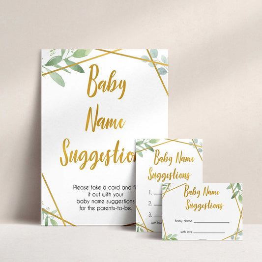 gold geometric baby name suggestions baby shower games, printable baby shower games, fun baby games, popular baby games, gold baby games