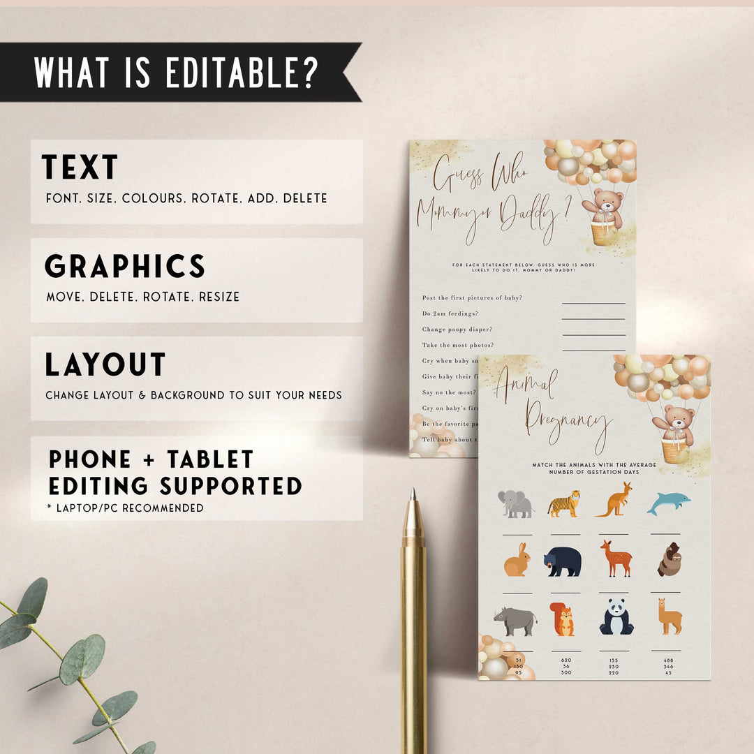 30 editable baby shower games, printable baby shower games, we can bearly wait baby showers, best baby games, popular baby shower games, teddy bear baby shower