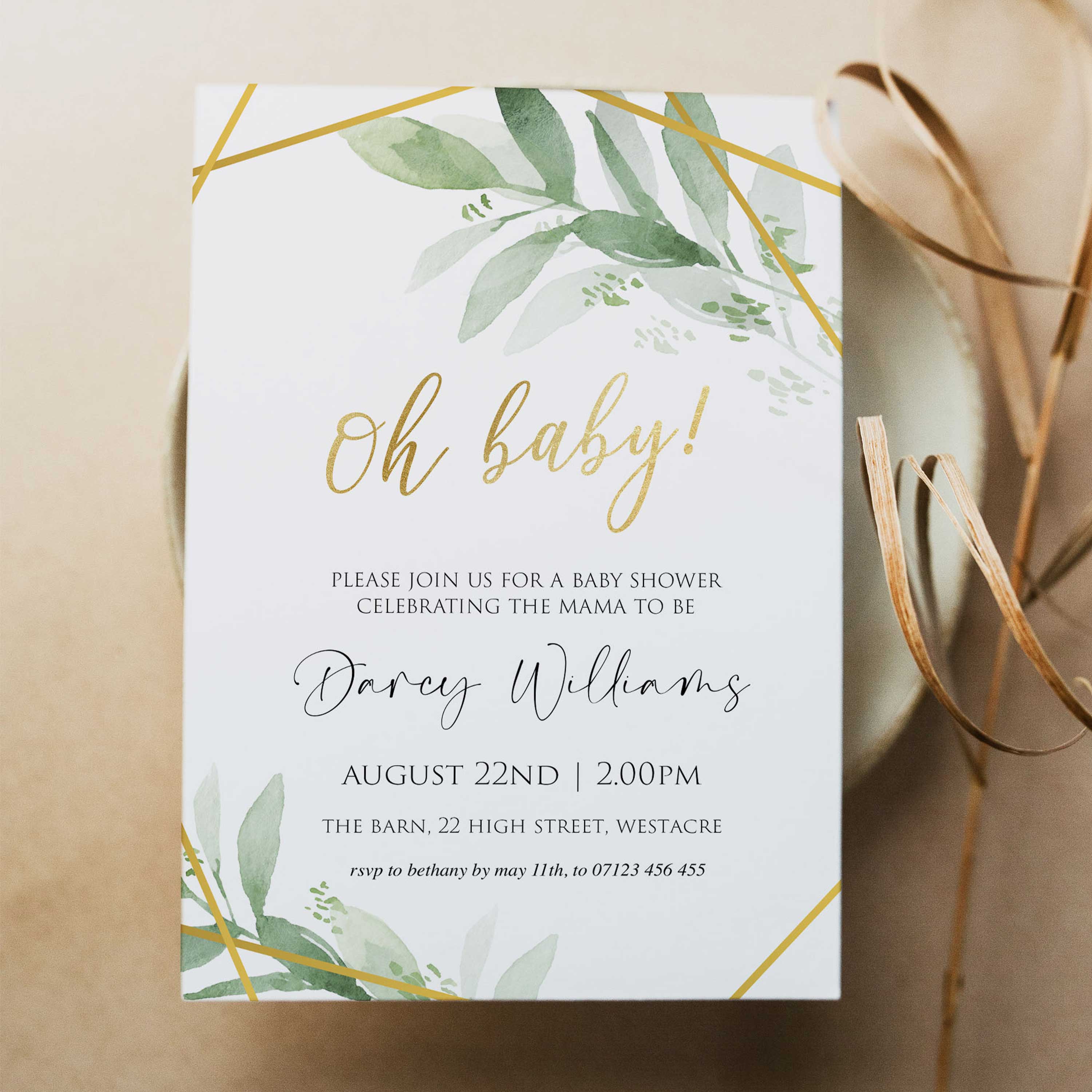 Baby Shower Invitations Gold Yellow Fall Baby Shower Invite With