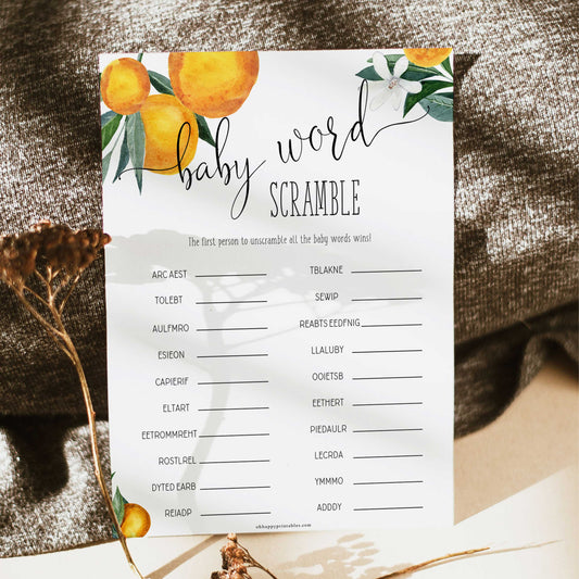 baby word scramble game, Printable baby shower games, little cutie baby games, baby shower games, fun baby shower ideas, top baby shower ideas, little cutie baby shower, baby shower games, fun little cutie baby shower ideas, citrus baby shower games, citrus baby shower, orange baby shower