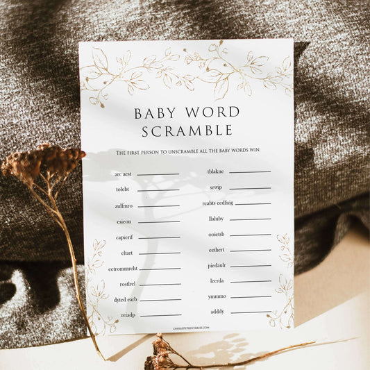 baby word scramble game, Printable baby shower games, gold leaf baby games, baby shower games, fun baby shower ideas, top baby shower ideas, gold leaf baby shower, baby shower games, fun gold leaf baby shower ideas