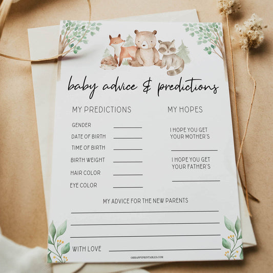 baby advice and predictions game, Printable baby shower games, woodland animals baby games, baby shower games, fun baby shower ideas, top baby shower ideas, woodland baby shower, baby shower games, fun woodland animals baby shower ideas