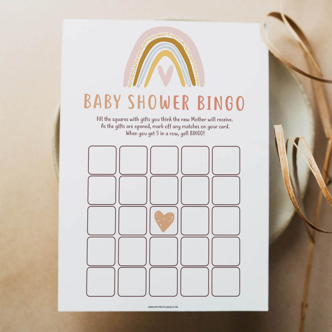 baby bingo game, Printable baby shower games, boho rainbow baby games, baby shower games, fun baby shower ideas, top baby shower ideas, boho rainbow baby shower, baby shower games, fun boho rainbow baby shower ideas