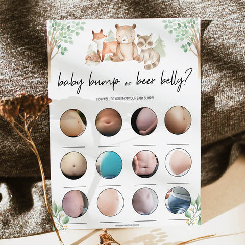 baby bump or beer belly games, Printable baby shower games, woodland animals baby games, baby shower games, fun baby shower ideas, top baby shower ideas, woodland baby shower, baby shower games, fun woodland animals baby shower ideas