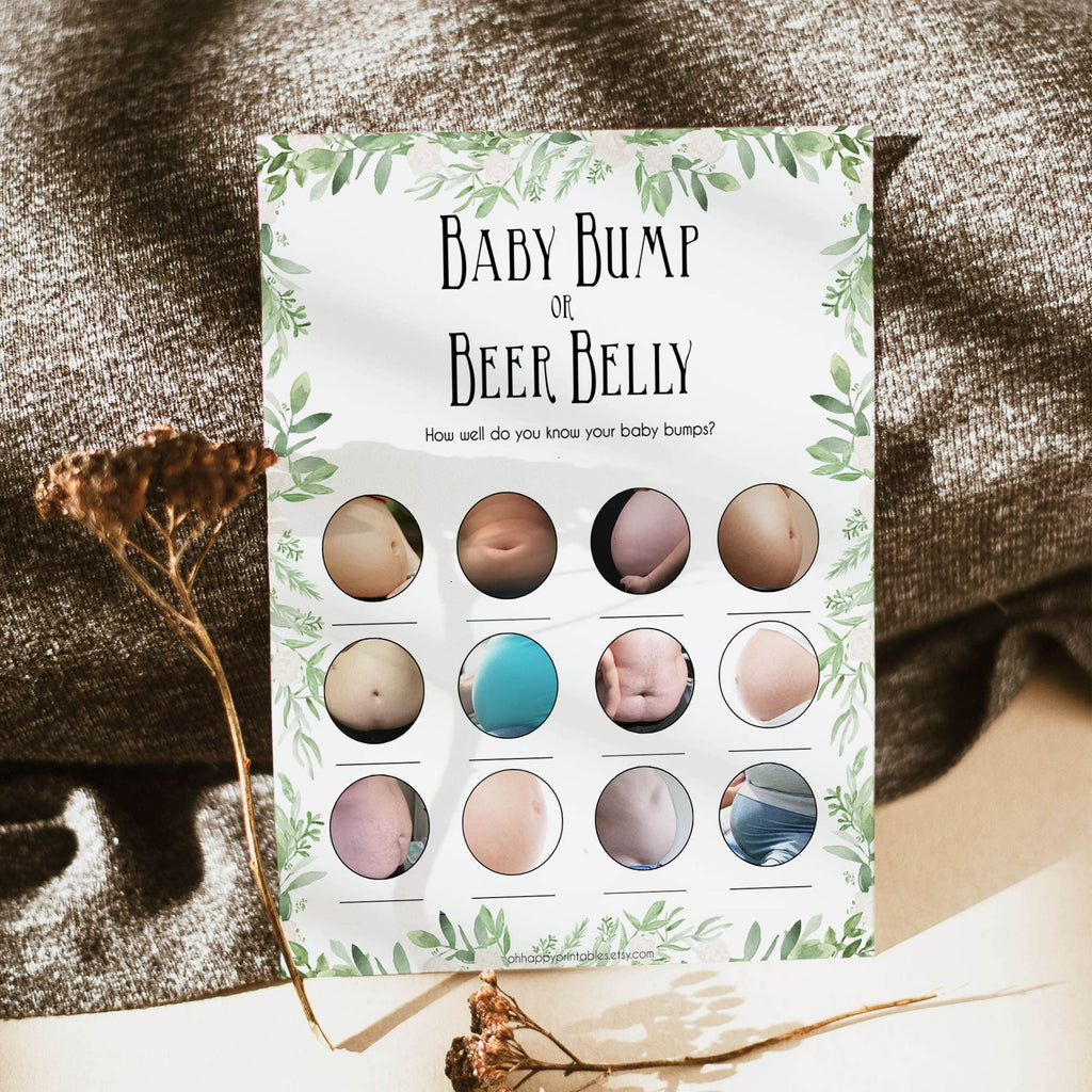 Baby Bump Or Beer Belly Baby Game | Printable Baby Shower Games ...