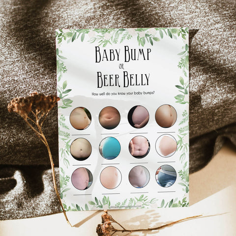 Baby Bump or Beer Belly Game, Baby Bump Beer Belly, Botanical, Baby Bump, Beer Belly, Baby Bump or Beer Belly, Pregnant Beer Belly Game, printable baby shower games, fun baby shower games, popular baby shower games