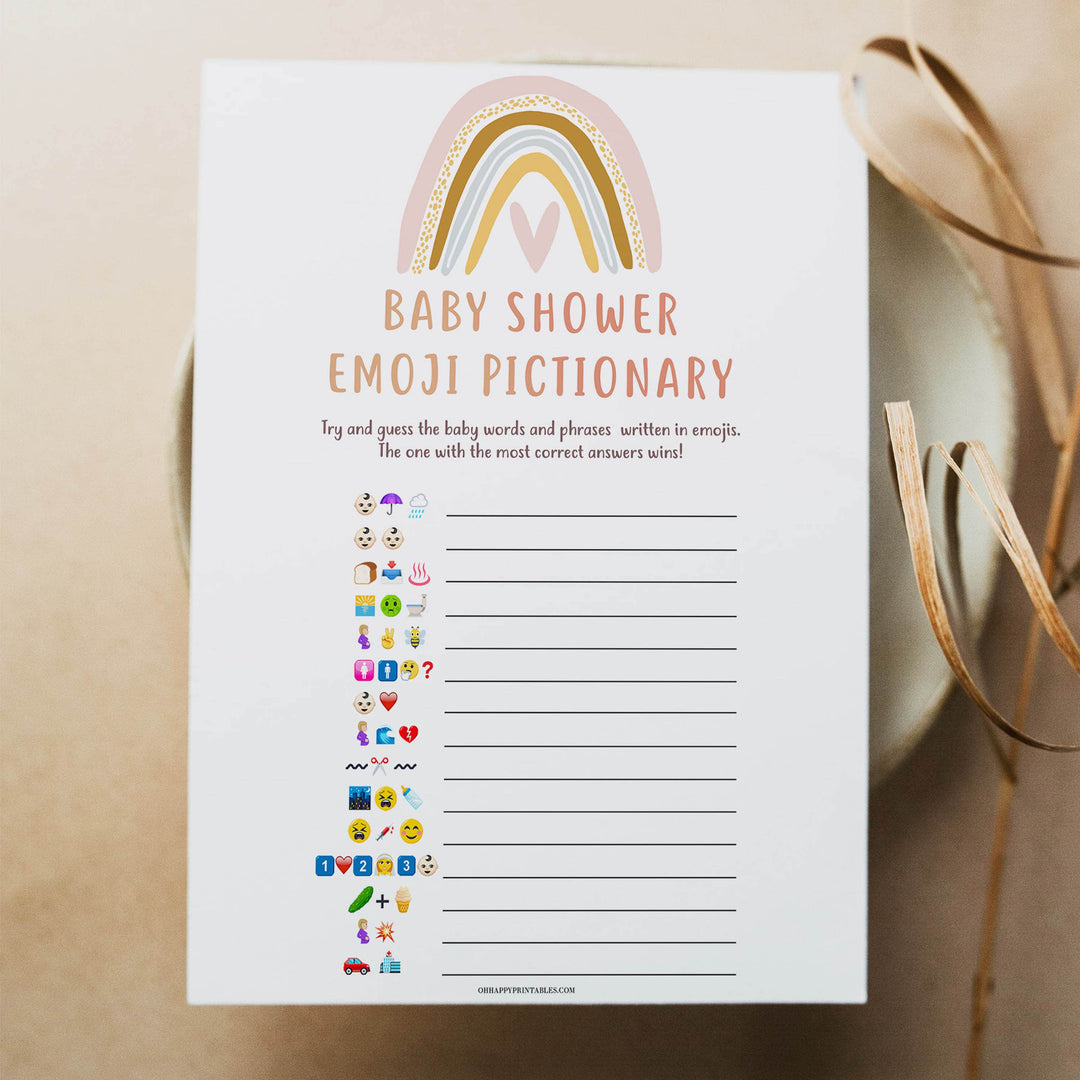 baby shower emoji pictionary game, Printable baby shower games, boho rainbow baby games, baby shower games, fun baby shower ideas, top baby shower ideas, boho rainbow baby shower, baby shower games, fun boho rainbow baby shower ideas