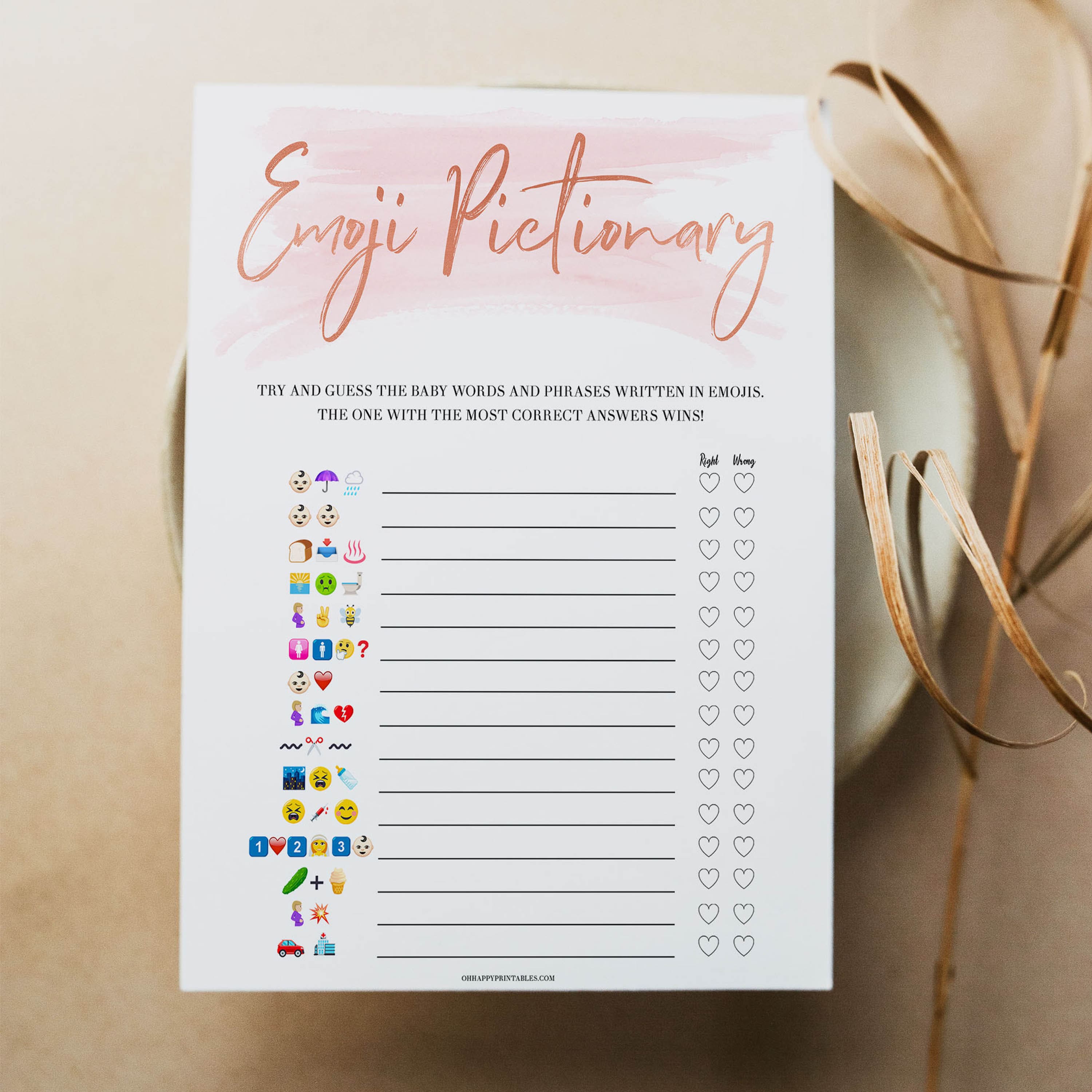 Pink Swash Emoji Pictionary Baby Shower Games, Emoji Baby Shower Games, Emoji Pictionary, Pink Baby Shower Games. Emoji Game, Emoji, popular baby games, fun baby games, printable baby games