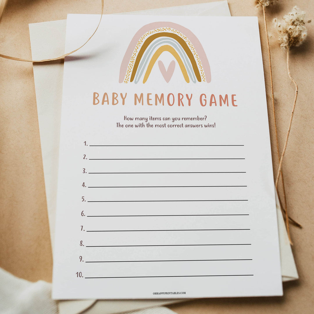 baby memory game, Printable baby shower games, boho rainbow baby games, baby shower games, fun baby shower ideas, top baby shower ideas, boho rainbow baby shower, baby shower games, fun boho rainbow baby shower ideas