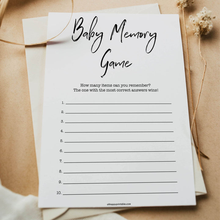 gender neutral baby shower games, baby memory game, baby games, printable baby shower, popular baby games, fun baby games, baby shower games