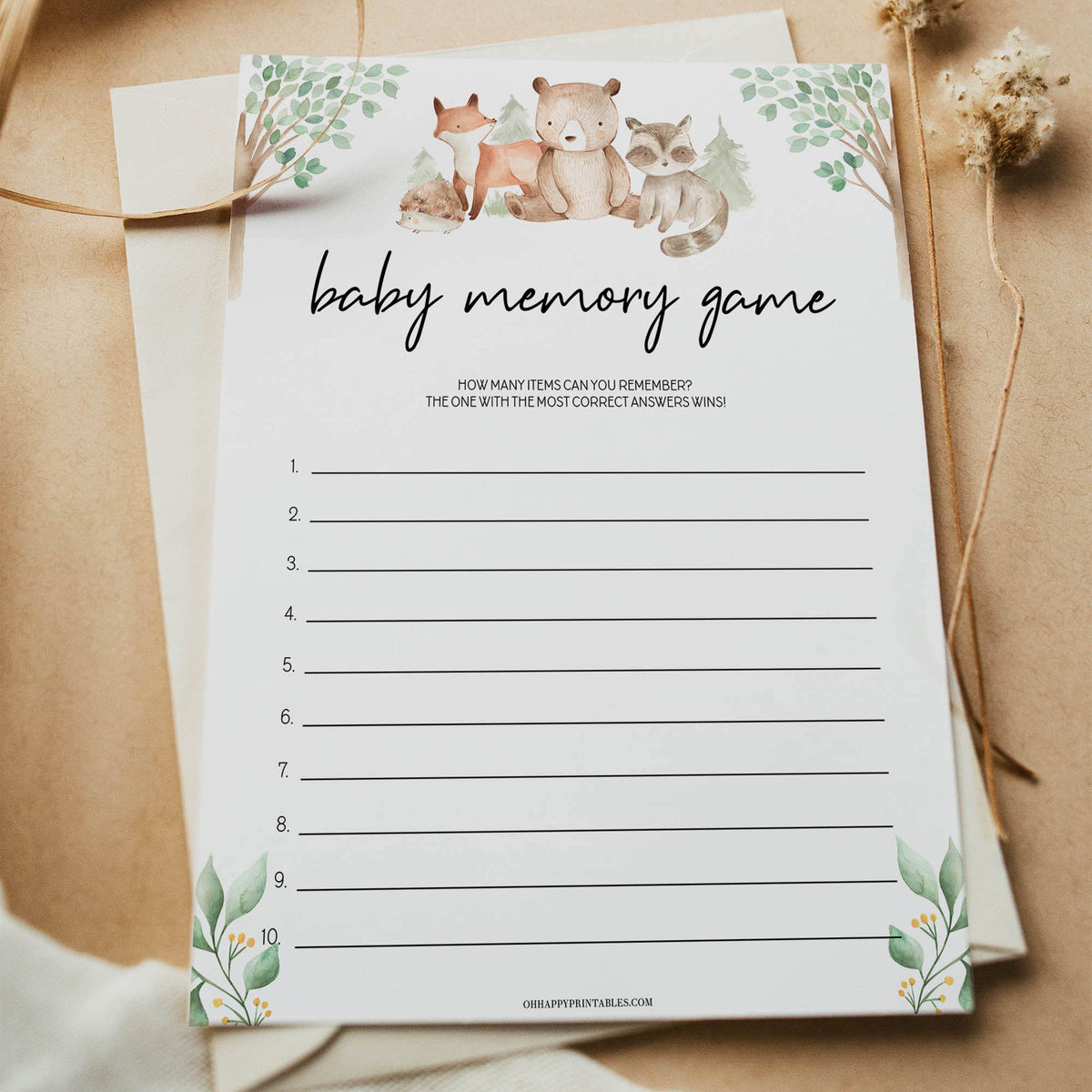 baby memory list games, Printable baby shower games, woodland animals baby games, baby shower games, fun baby shower ideas, top baby shower ideas, woodland baby shower, baby shower games, fun woodland animals baby shower ideas
