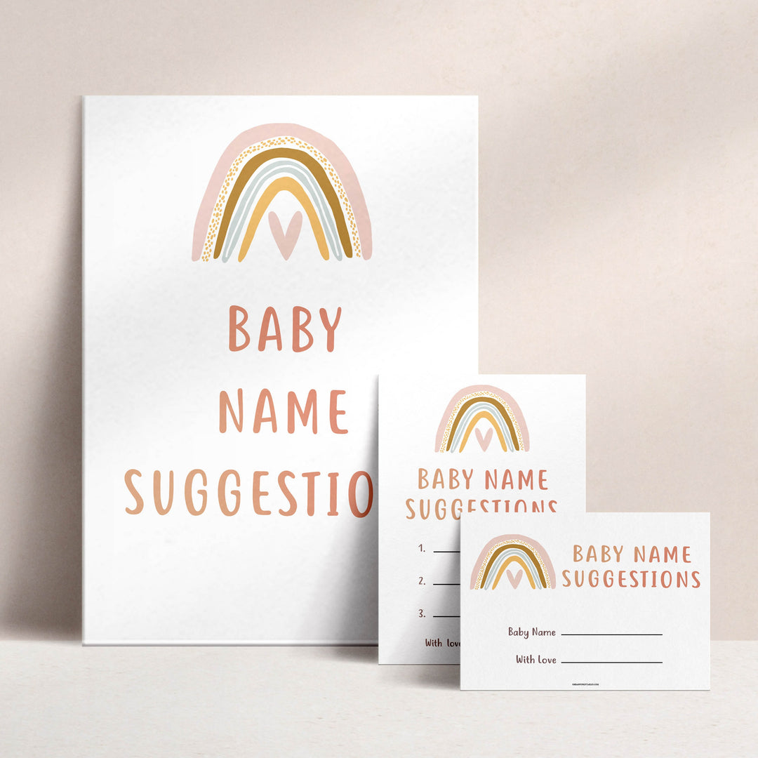 baby name suggestions game, Printable baby shower games, boho rainbow baby games, baby shower games, fun baby shower ideas, top baby shower ideas, boho rainbow baby shower, baby shower games, fun boho rainbow baby shower ideas
