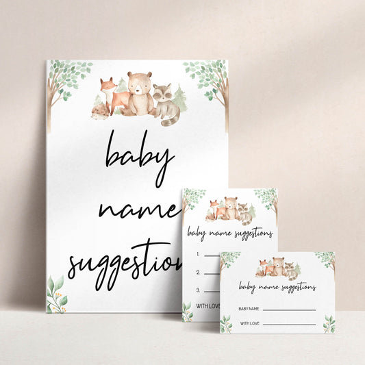 baby name suggestions game, Printable baby shower games, woodland animals baby games, baby shower games, fun baby shower ideas, top baby shower ideas, woodland baby shower, baby shower games, fun woodland animals baby shower ideas