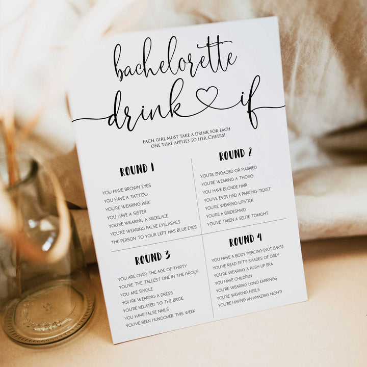 minimalist bachelorette games, bachelorette drink if game, bridal shower games bundle, dirty bridal games, printable bridal games, bridal shower games, hen party hames, bachelorette games