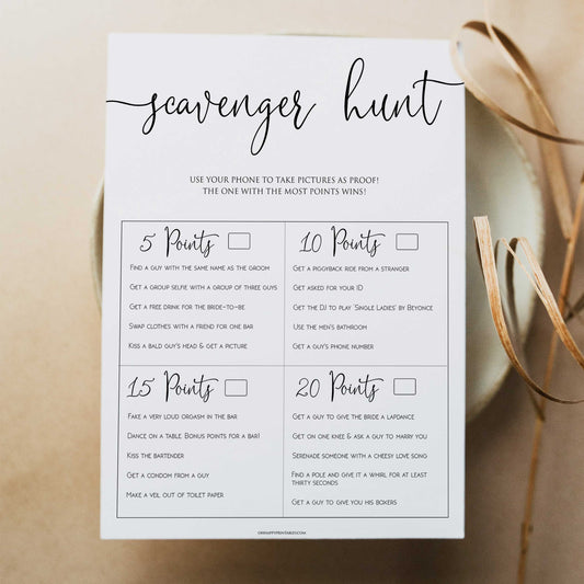 minimalist bachelorette games, scavenger hunt game, bridal shower games bundle, dirty bridal games, printable bridal games, bridal shower games, hen party hames, bachelorette games