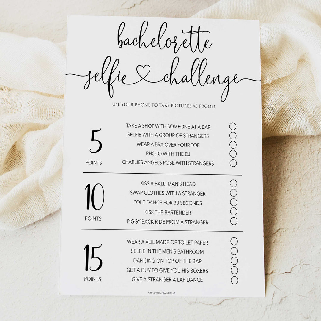 minimalist bachelorette games, bachelorette selfie challenge, bridal shower games bundle, dirty bridal games, printable bridal games, bridal shower games, hen party hames, bachelorette games