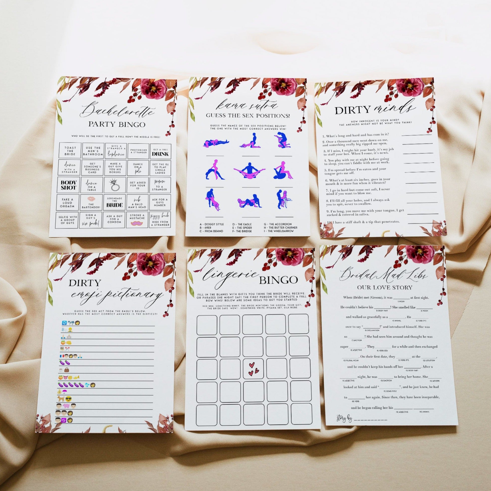 Fully editable and printable 40 bachelorette games with a Fall design. Perfect for a fall floral bridal shower