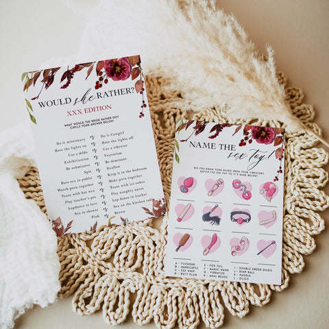 Fully editable and printable 40 bachelorette games with a Fall design. Perfect for a fall floral bridal shower