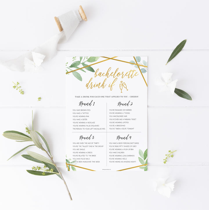 Bachelorette Drink If Game - Gold Greenery