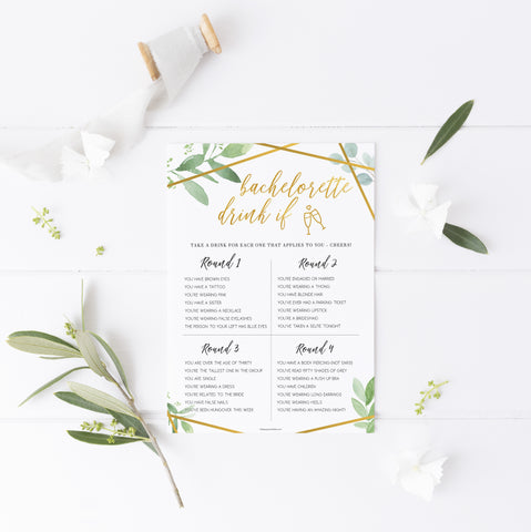 Bachelorette Drink If Game - Gold Greenery