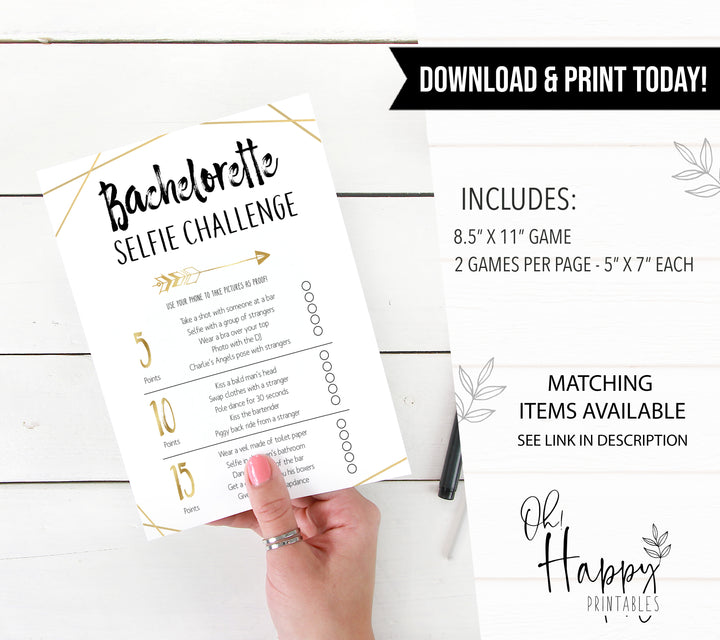 bachelorette selfie challenge, bride tribe bridal games, printable bridal shower games, bride tribe, fun bridal shower games