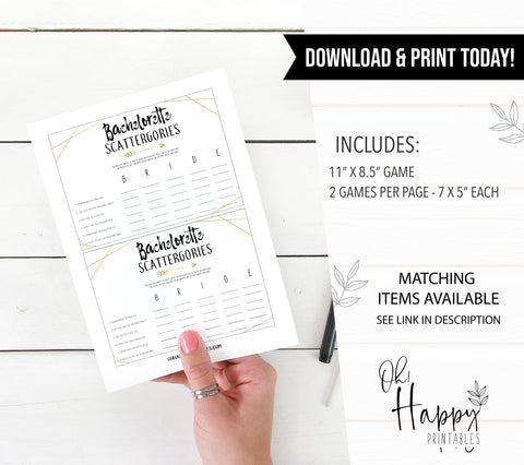 bachelorette scattergories game, bachelorette bingo game, bride tribe bridal games, printable bridal shower games, bride tribe, fun bridal shower games