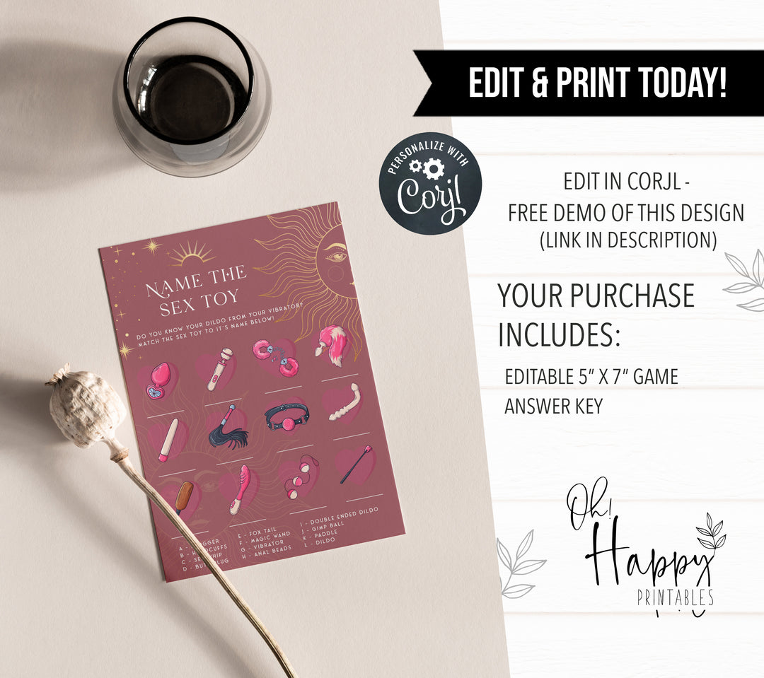 EDITABLE Name The Sex Toy Game - Celestial Bachelorette Games OhHappyPrintables EDITABLE Name The Sex Toy Game - Celestial Bachelorette Games OhHappyPrintables