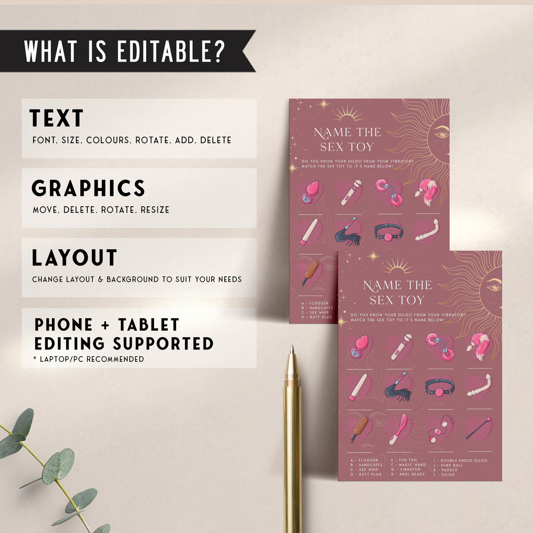 EDITABLE Name The Sex Toy Game - Celestial Bachelorette Games OhHappyPrintables EDITABLE Name The Sex Toy Game - Celestial Bachelorette Games OhHappyPrintables