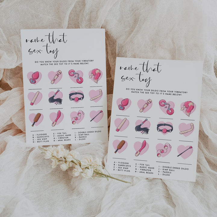 Fully editable and printable bridal shower guess the sex toy game with a modern minimalist design. Perfect for a modern simple bridal shower themed party