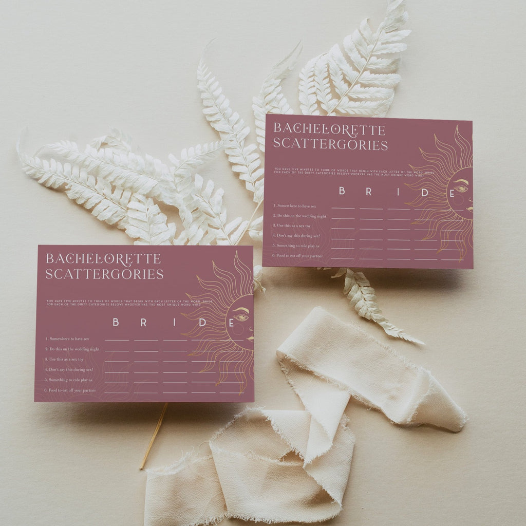 Bachelorette Scattergories Game - Celestial Bridal Printable Games ...