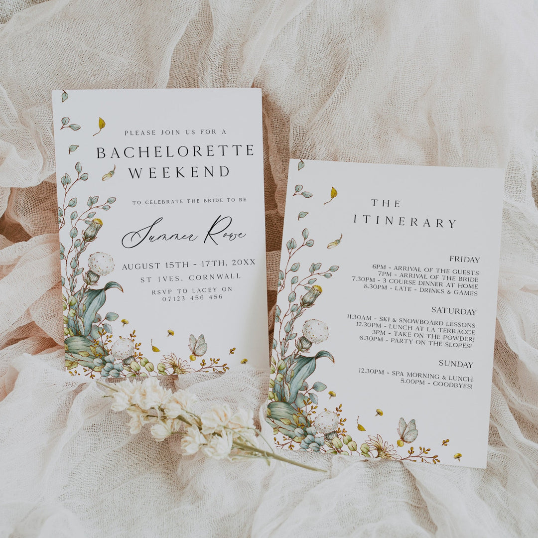 editable summer garden bachelorette weekend invitation, printable floral bachelorette weekend invitation, summer garden bridal theme
